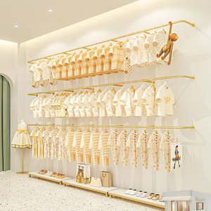 Wall Mounted Metal Garment Display <b>Rack</b> With Gold Finish For Kids Clothing Store Boutique Retail Shop Use Wall Decor System Pro - Product Image 5