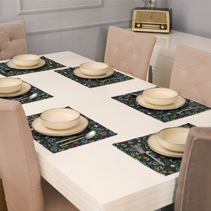 Juego de manteles individuales negros de algodón 100% de 4 piezas, manteles decorativos con diseño de flores, 35x45cm, accesorio de mesa de comedor elegante duradero - Product Image 2