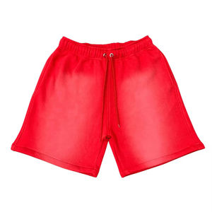 Short personnalisé pour hommes, délavé à l'acide, teinture par cravate, coton éponge français polaire, jogging, cordon de serrage, bord brut, délavé au soleil, vintage, solide, brodé - Product Image 6