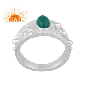 Bague en argent sterling 925 avec pierres précieuses en onyx vert naturel Bijoux personnalisés pour femme Cadeau pour elle - Product Image 1