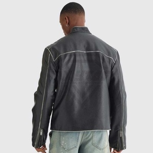 Diseño único Chaqueta de cuero de buena calidad para hombre Artículo fresco Tamaño regular Traje de moda Chaqueta de cuero para hombre - Product Image 4