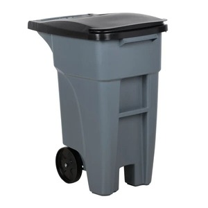 Poubelle rectangulaire à roulettes Rubbermaid 1971941 de 32 gallons, grise, avec couvercle - Product Image 1