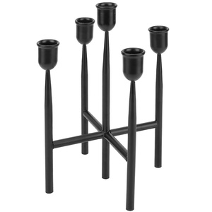 Soportes de velas decorativas multicabezales negros modernos 2025 para decoración del hogar y mesa de comedor acabado metálico caliente - Product Image 1