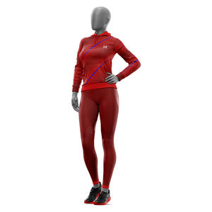 Ensemble de survêtement sportif 2 en 1 pour femme en polyester 100% imprimé sur mesure, coupe-vent, séchage rapide, respirant, sweat-shirt à capuche pour l'entraînement - Product Image 1