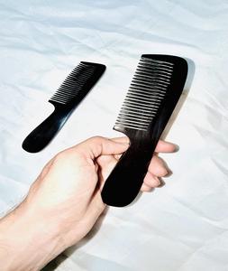 Peigne à cheveux noir à double dent fait à la main de meilleure qualité personnalisé Private Label Peigne à barbe peigne à cheveux en corne véritable - Product Image 1