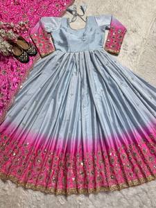 Thời trang hợp thời trang cho Phụ nữ dài <span class=keywords><strong>georgette</strong></span> anarkali thêu kurti Gown với dupatta phù hợp với đám cưới partywear pishwas anarkali - Product Image 5