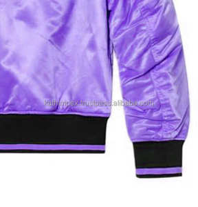 Blouson aviateur en satin léger personnalisé pour homme violet avec ourlet côtelé poches latérales à la taille fermeture éclair pour un usage quotidien - Product Image 6