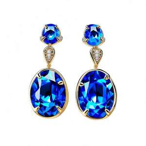 Pendientes de Topacio Azul de 10*14 mm con Circonita Cúbica para Mujer, Plata de Ley 925, Chapado en Oro de 18K, Joyería de Piedras Preciosas Colgantes, Regalo - Product Image 6