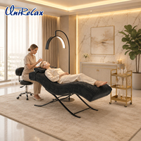 Fauteuil de Luxe Incurvé pour Extensions de Cils, Chaise Inclinable Électrique Ergonomique Moderne en Cuir Véritable, Lit de Salon en Forme de S, Camillas Para Pestañas, pour Salon de Beauté et Salon