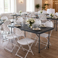 Table et chaises pliantes en plastique de qualité supérieure pour l'extérieur, 4 pieds/5 pieds/6 pieds/8 pieds, pour fêtes, mariages, événements de jardin, table pliable en plastique HDPE pour l'extérieur