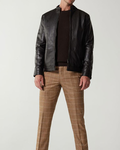 แจ็กเก็ตหนังนิ่มคอเสื้อขนสัตว์หรูหรามีสไตล์แจ็กเก็ตหนังระบายอากาศได้ดีมีโลโก้ตามสั่ง - Product Image 1