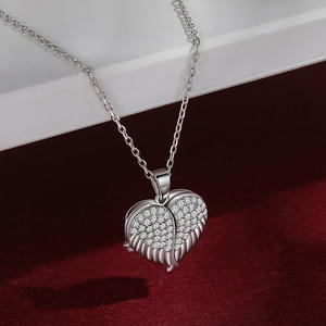 Jeulia Winged Personalized Heart Photo <b>Locket</b> Necklace with Bezel Setting - Product Image 5