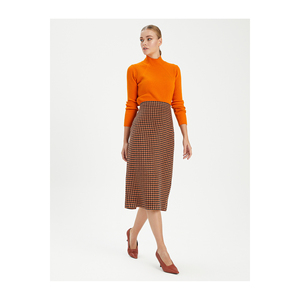 Falda de Mujer sin Forro, de Mezcla de Algodón y Lana, con Estampado, sin Bolsillos - Product Image 5