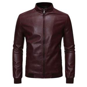 Vestes en cuir PU de haute qualité pour hommes printemps, automne, col montant solide personnalisé bonne qualité veste pour hommes à la mode Oem - Product Image 1