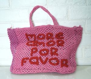 2025 Eco-Chic Bohemian Yute Crochet Tote Bags Alta calidad Compras diarias Patrón de letras coloridas Tendencia Diseño de moda - Product Image 5