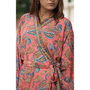 Kimono de Lujo de Mezcla de Seda, Vestido Largo Suave y Transpirable para Mujer, Ropa de Estar por Casa, Ropa de Dormir para Damas de Honor, Ropa de Playa y Resort, Tejido ODM - Product Image 1