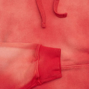Sudadera con Capucha Degradada para Mujer, 100% Algodón Lavado, Color Rojo, con Diseño Forrado, Logotipo Bordado, Patrón Sólido, Cómoda - Product Image 3