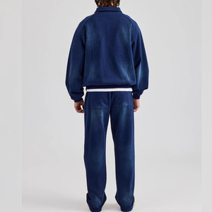 Conjunto Deportivo Personalizado de Sudadera con Capucha y Cremallera y Pantalones Deportivos Acampanados, 100% Algodón, Lavado Ácido, para Hombre - Product Image 3