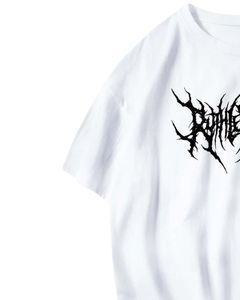 Camiseta Blanca Personalizada para Hombre, con Estampado Gráfico, Estilo Gótico, Urbano, de Algodón, Manga Corta, Verano, Casual, Holgada, a la Moda - Product Image 3