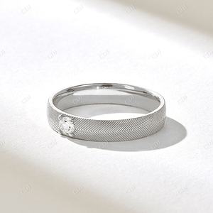 Bague de mariage texturée en or massif 14k pour femmes, anneau en or de 3.72 MM d'épaisseur, Solitaire, anneau en diamant naturel, anneau en diamant pavé, vente en gros - Product Image 5