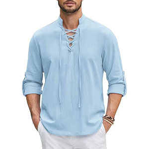 Chemise décontractée à manches courtes en coton pour hommes, OEM/ODM, grande taille, tricot uni imprimé, fabricant en gros - Product Image 5