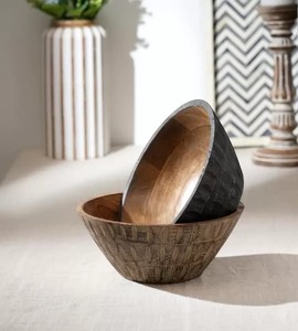 Cuenco de madera de acacia hecho a mano, alta demanda, respetuoso con el medio ambiente, venta al por mayor, vajilla de cocina, cuenco de listón de madera - Product Image 3