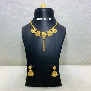 Elegant Dubai Style Minimalist 24K Gold Plated <b>Charm</b> Necklace Designs Fashion Jewelry - Product Image 4