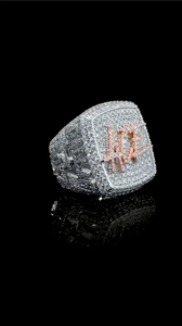 Hip Hop Customiztion Iced Out Initial Letter Od Rose <b>Gold</b> Type <b>Gold</b> Mossinaite Diamond <b>Men's</b> <b>Ring</b> for Unisex - Product Image 3