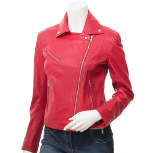 Chaquetas de cuero informales para mujer de calidad superior transpirable cómodo tejido satinado cremallera frontal colores personalizados temporada de otoño - Product Image 4