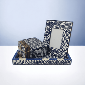 Eco-Friendly Blue & White <b>Small</b> Inlay Resin and MDF Rectangular <b>Photo</b> <b>Frame</b> at Factory Price for Home & Anniversary Party Gifts - Product Image 3