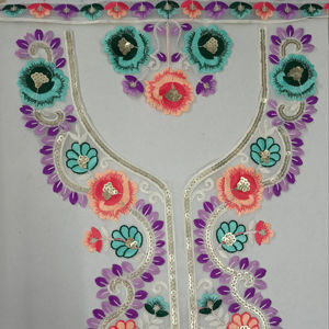 Parche de cuello bordado de primera calidad en tela de red con detalles de lentejuelas para blusa étnica sari y escote Kurti - Product Image 3