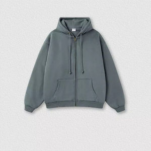 100% algodón Unisex de alta calidad logotipo personalizado hombres pesado GSM cremallera sudaderas en blanco Casual de gran tamaño de alta calidad sudaderas con capucha sudadera - Product Image 2