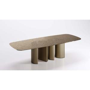 Plai Four-Legged Dining <b>Table</b> Set Hammered Glass Top Bronze <b>Mirrored</b> Assembled Metal Wooden for Home Office Kitchen Use - Product Image 2