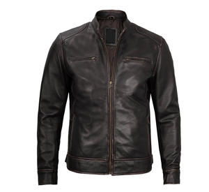 Chaqueta de motorista de cuero genuino personalizada de alta calidad, chaqueta de invierno transpirable con cuello levantado de estilo clásico a la moda informal para motocicletas - Product Image 1