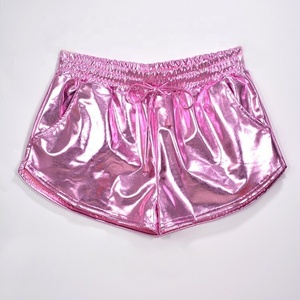 Women's High-Waisted <b>Booty</b> Shorts Sexy Metallic Cheer Shiny Cheeky Dance Festival Rave Bottoms Skinny Stage Performance Clubwear - Product Image 1