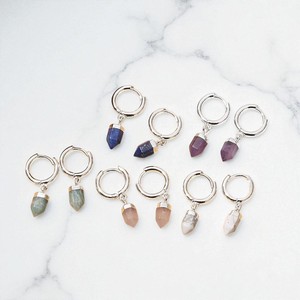 Minuscule hexagone pointu crayon améthyste pierres précieuses boucles d'oreilles créoles-925 boucles d'oreilles en argent bijoux-boucles d'oreilles en gros - Product Image 2