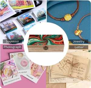 Caja de Madera Natural Esmaltada Hecha a Mano con Diseño Abstracto de Alta Calidad para Decoración de Mesa - Product Image 3