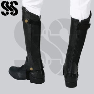 Flexible Waterproof Leather <b>Half</b> <b>Chaps</b>-Comfortable Lightweight Durable Breathable High Quality Wholesale Men's Horse Riding - Product Image 2