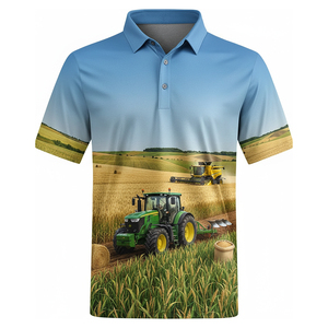 Chemises pour hommes en polyester 100% pour l'agriculture, impression intégrale, boutons, style sportif, séchage rapide, respirant, vente en gros - Product Image 1