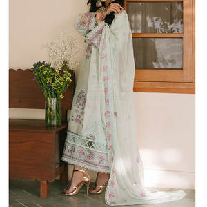 Vestido Bordado para Fiesta, Traje Casual Pakistaní de Primera Calidad Personalizado, Traje de 3 Piezas con Dupatta Estampada para Mujer - Product Image 3