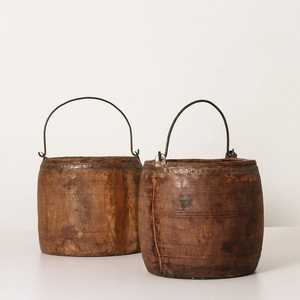 Cubo de Madera Antiguo con Aspecto Vintage y de Lujo, 100% Hecho a Mano por Kamal Art Craft para Decoración del Hogar, Restaurantes y Hoteles, Navidad - Product Image 1