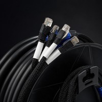 Cable de Red Portátil Cat5e FTP de 4 Vías con Carrete, Blindado de Cobre, 4 Canales RJ45 para Audio y Video, Rendimiento de 100m