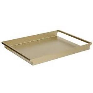 Restaurant Hotel Supplies <b>Light</b> Grey Handmade Rectangular Aluminium Serving Tray Gold-Plated Modern Minimalist Design Decorative - Product Image 1