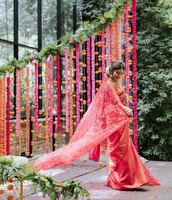 Guirlande de souci rose avec ensemble de souci orange pour décoration Haldi décoration suspendue pour décors, Mandap, fournitures d'événements