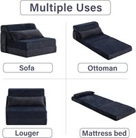 Modernes Single Size Navy Klapp sofa Matratze Plüsch Stoff mit tragbarer Aufbewahrung tasche für Wohnzimmer Boden Liege Stuhl Bett