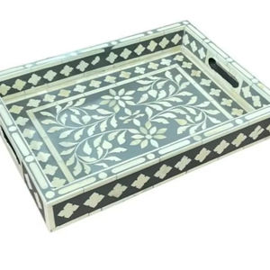 Bandeja Decorativa Sostenible con Incrustaciones de Hueso, Moderna y Antigua, Hecha a Mano, para Servir en la Cocina, Apta para Lavavajillas, Uso en Restaurantes, Pulida - Product Image 1