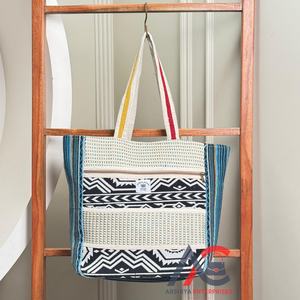 กระเป๋าโท้ททำด้วยมือสำหรับผู้หญิงสุดพิเศษพร้อมพิมพ์ลายชนเผ่ากระเป๋าสะพายไหล่นำกลับมาใช้ใหม่ได้เป็นมิตรกับสิ่งแวดล้อมกระเป๋าถือสไตล์ชนเผ่า - Product Image 1