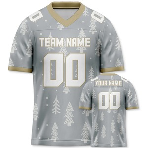 Jersey de fútbol americano personalizado de Navidad gris patrón de copo de nieve nombre del equipo personalizado número regalo para hombres - Product Image 2