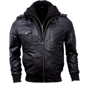Veste de course moto unisexe en cuir véritable avec capuche amovible, motif imprimé, tailles plus grandes disponibles, en peau d'agneau cirée marron - Product Image 6