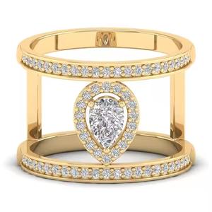 แหวนหมั้นทอง14K ออกแบบได้ตามต้องการสำหรับผู้หญิงเครื่องประดับเพชรสำหรับปลูกในห้องปฏิบัติการที่ยอดเยี่ยม - Product Image 1